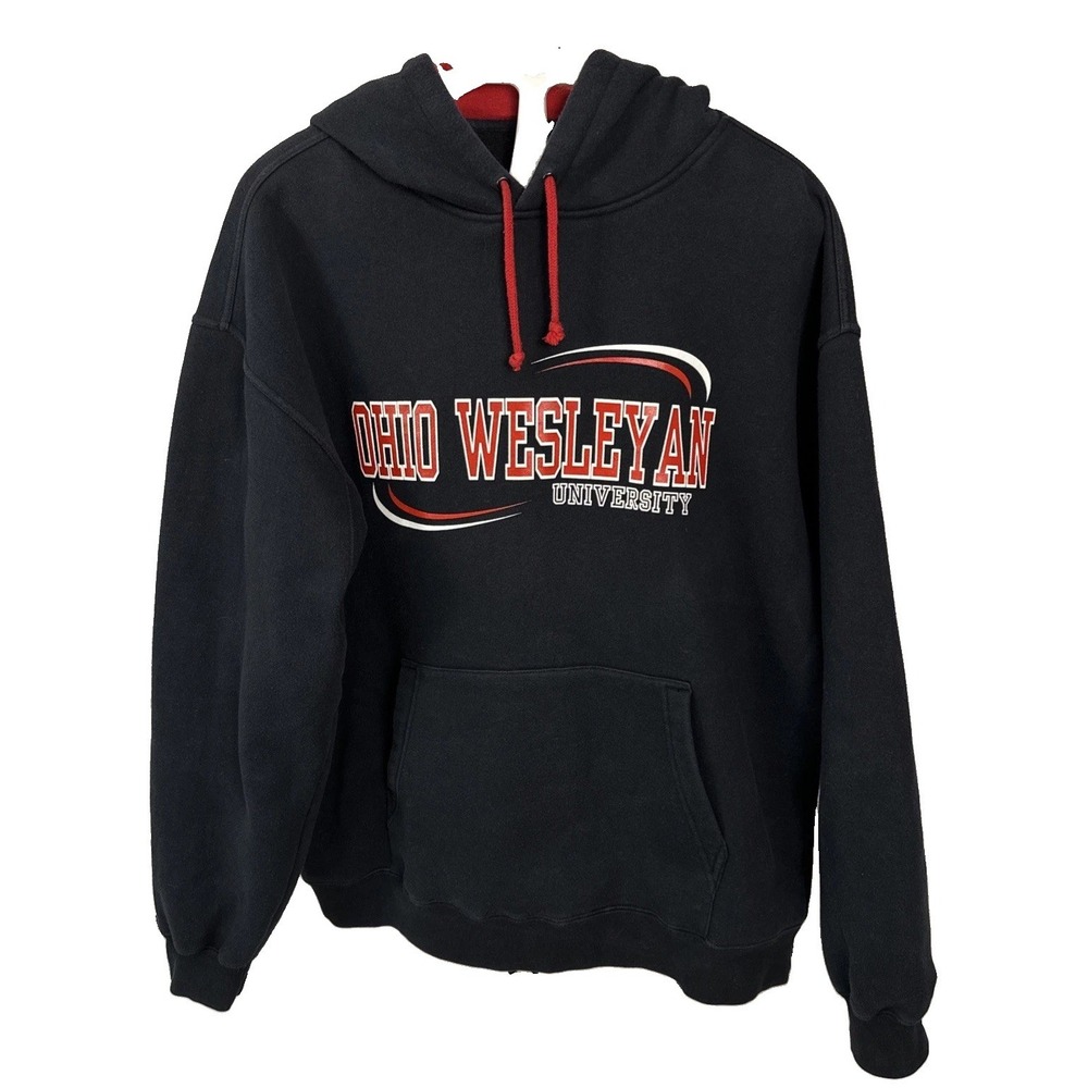 Ohio Wesleyan University Pullover Hooded Sweatshirt Men's Sz XL Black Color